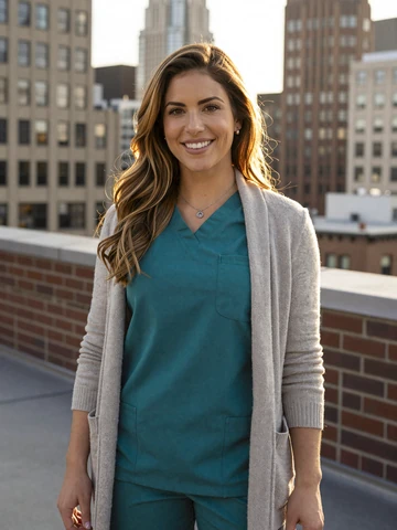 Jessica, ICU nurse in Chicago, verified profile on doctor dating platform